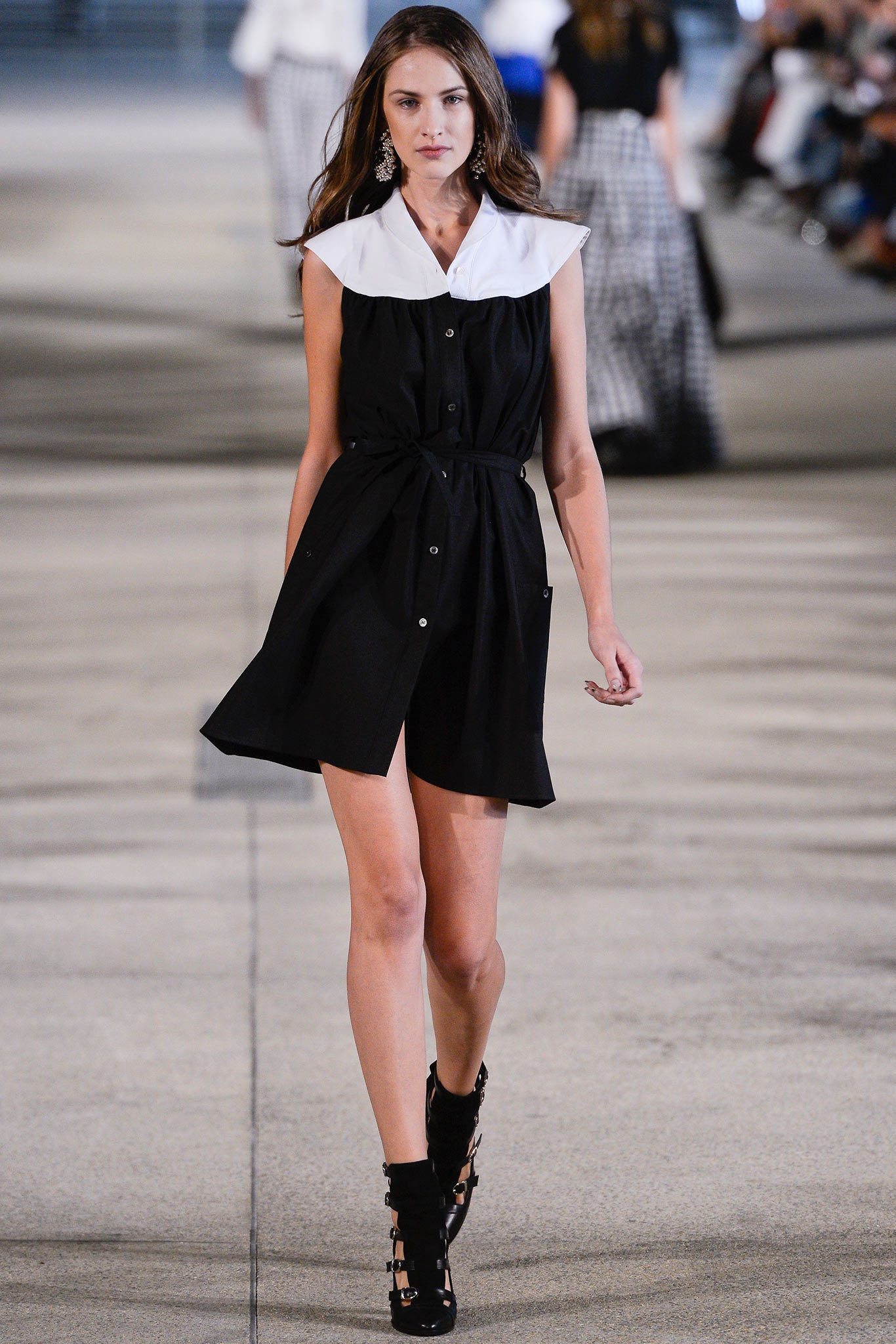 black and white belted dress
