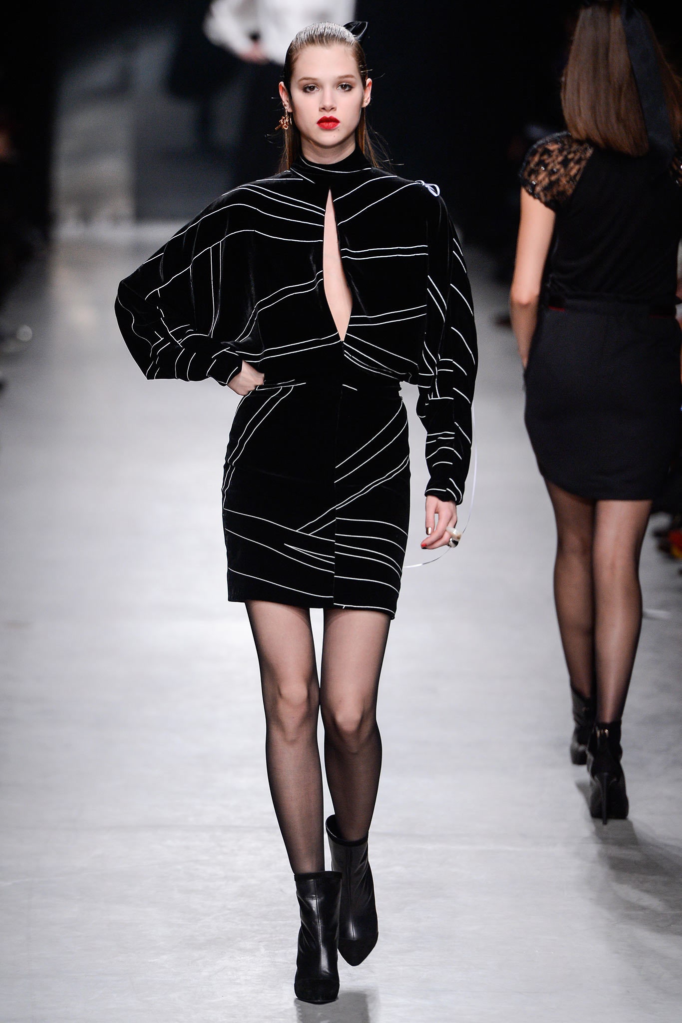 black velvet fitted mini dress
