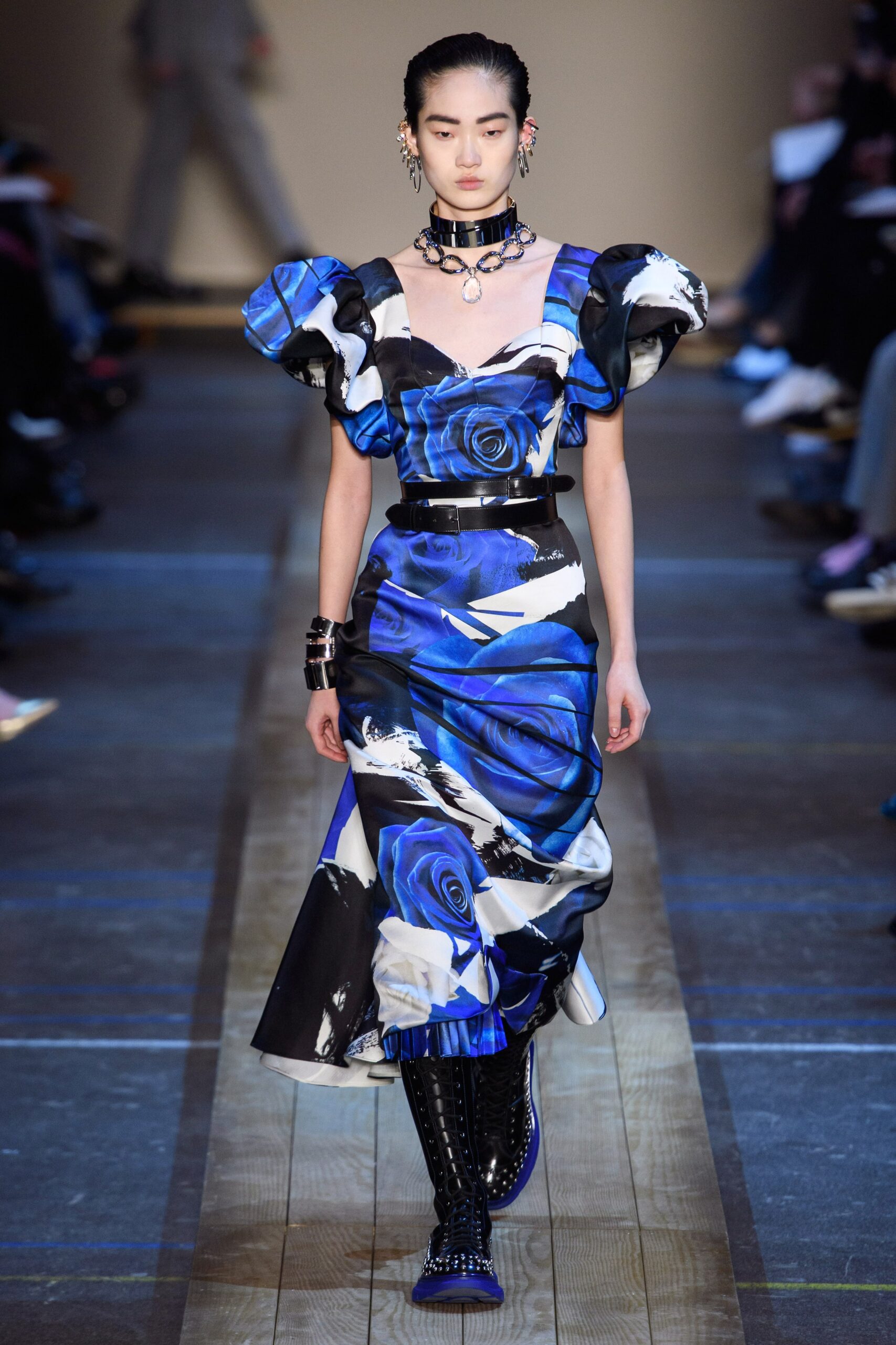 blue floral midi dress