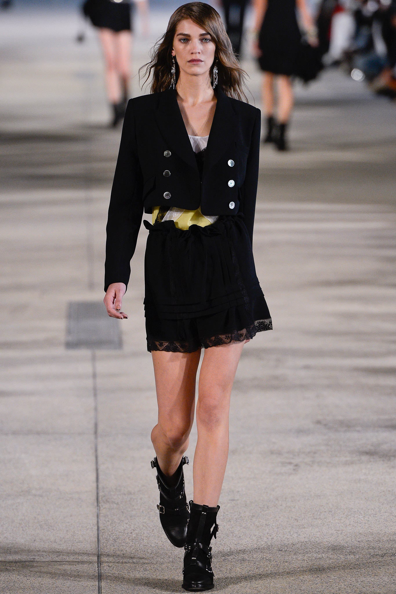 black tailored blazer and mini dress