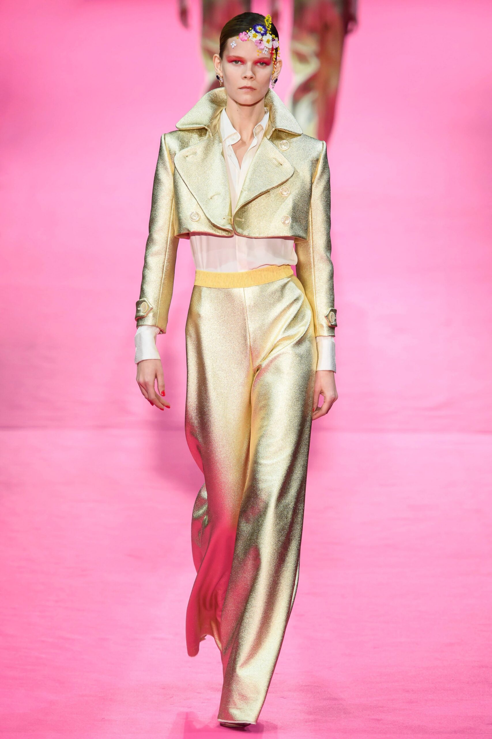 gold silk cropped jacket