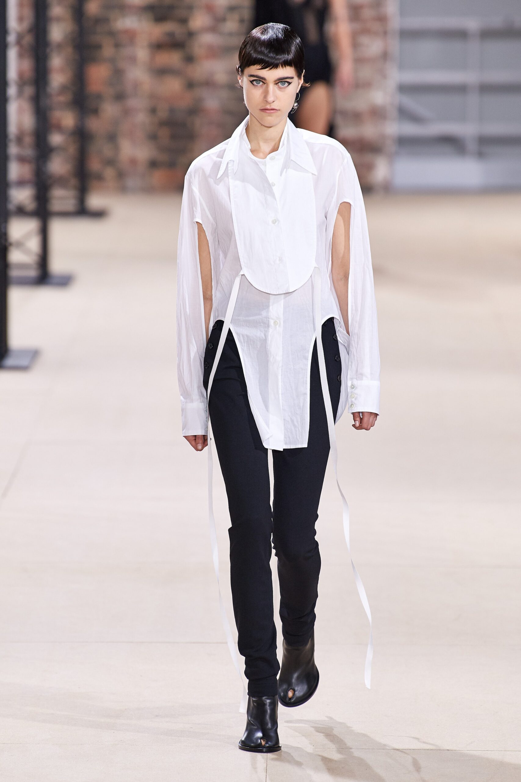 white fitted shirt with cutouts