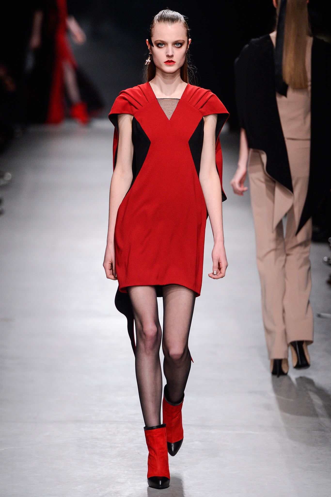 red black asymmetric mini dress