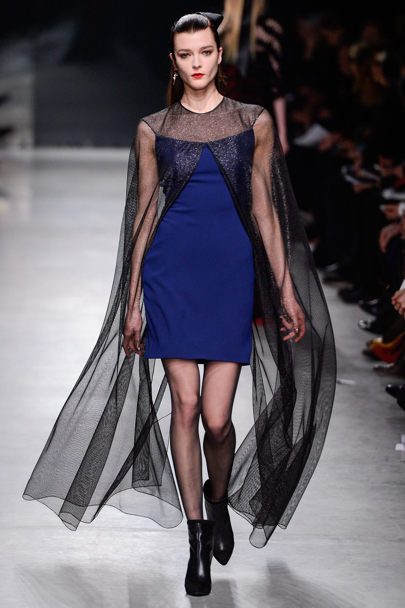black mesh relaxed draped flowing cape