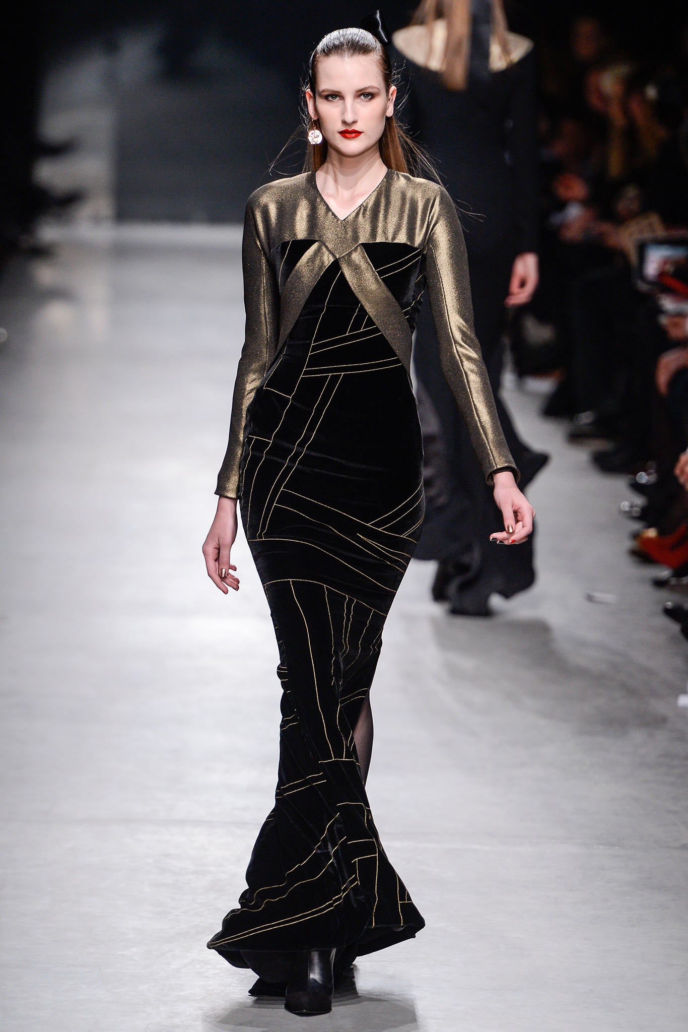 black velvet fitted gown