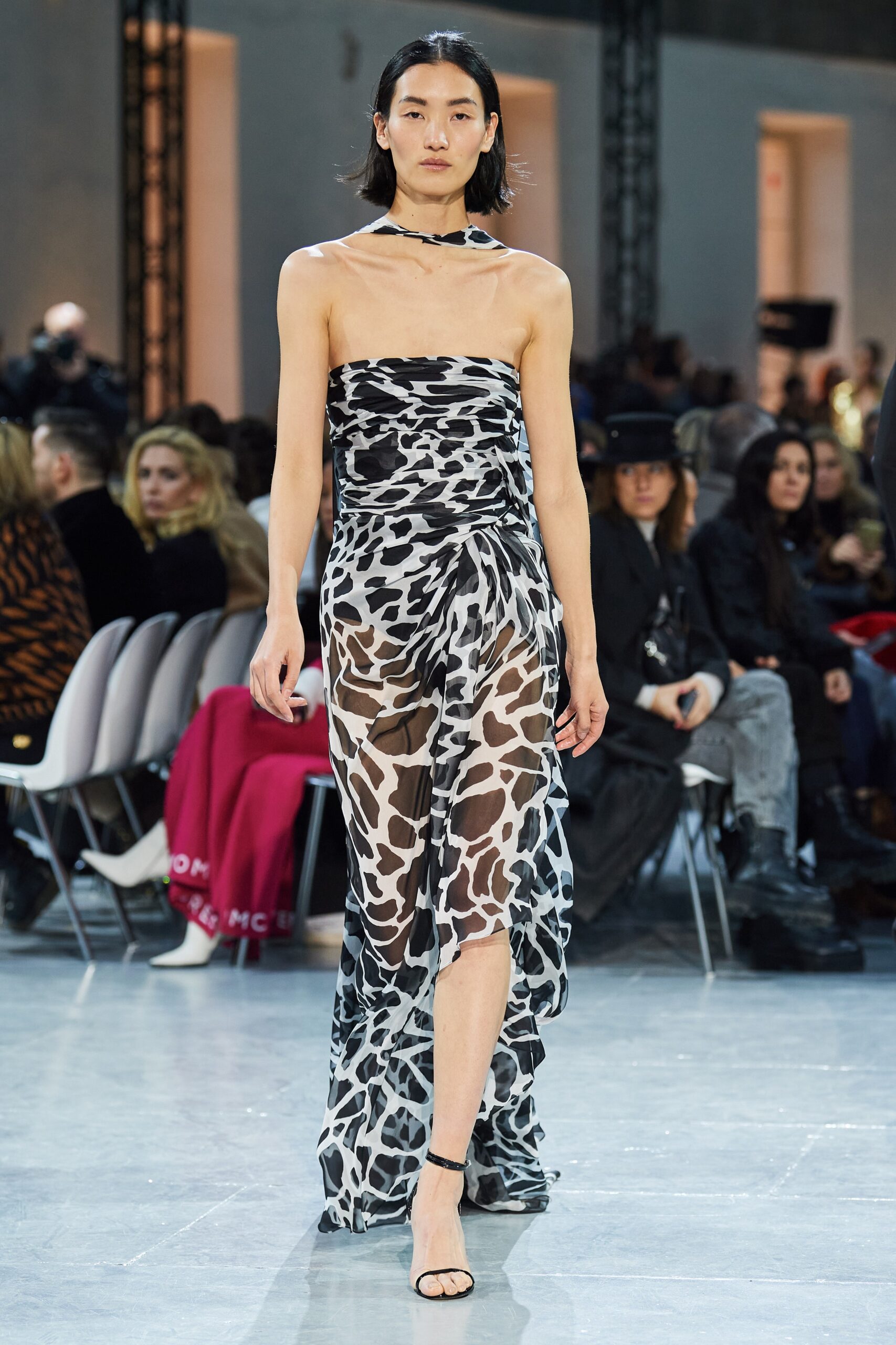 black and white sheer maxi dress