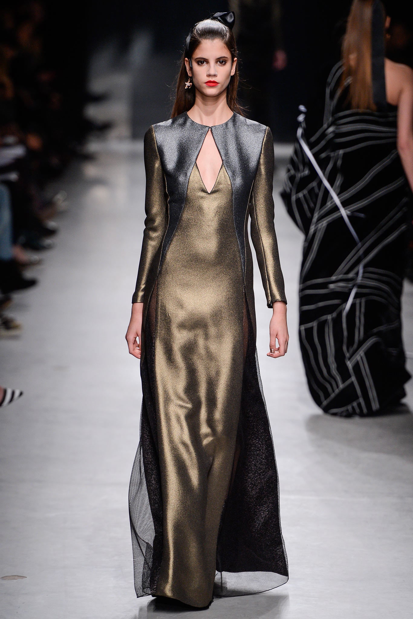 gold and black fitted gown