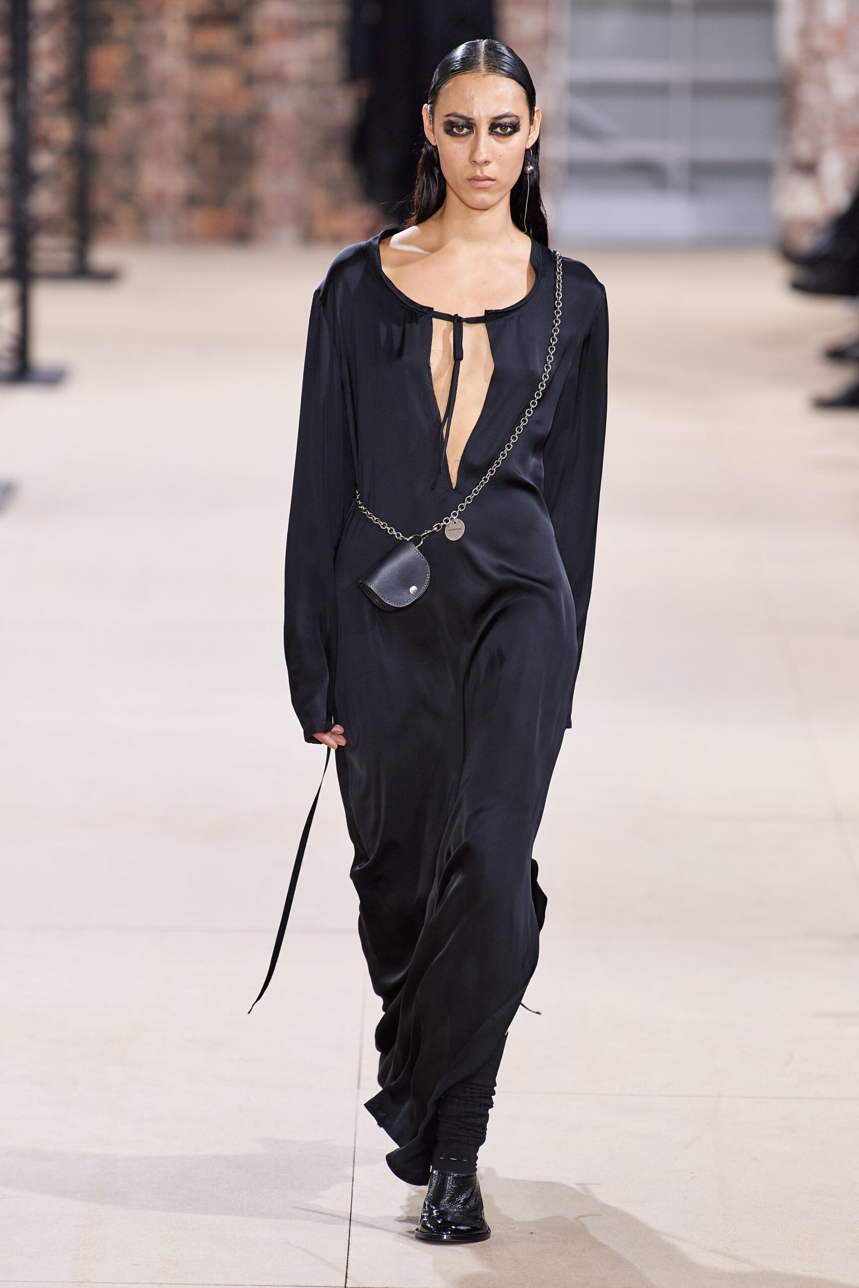 black silk fitted dress