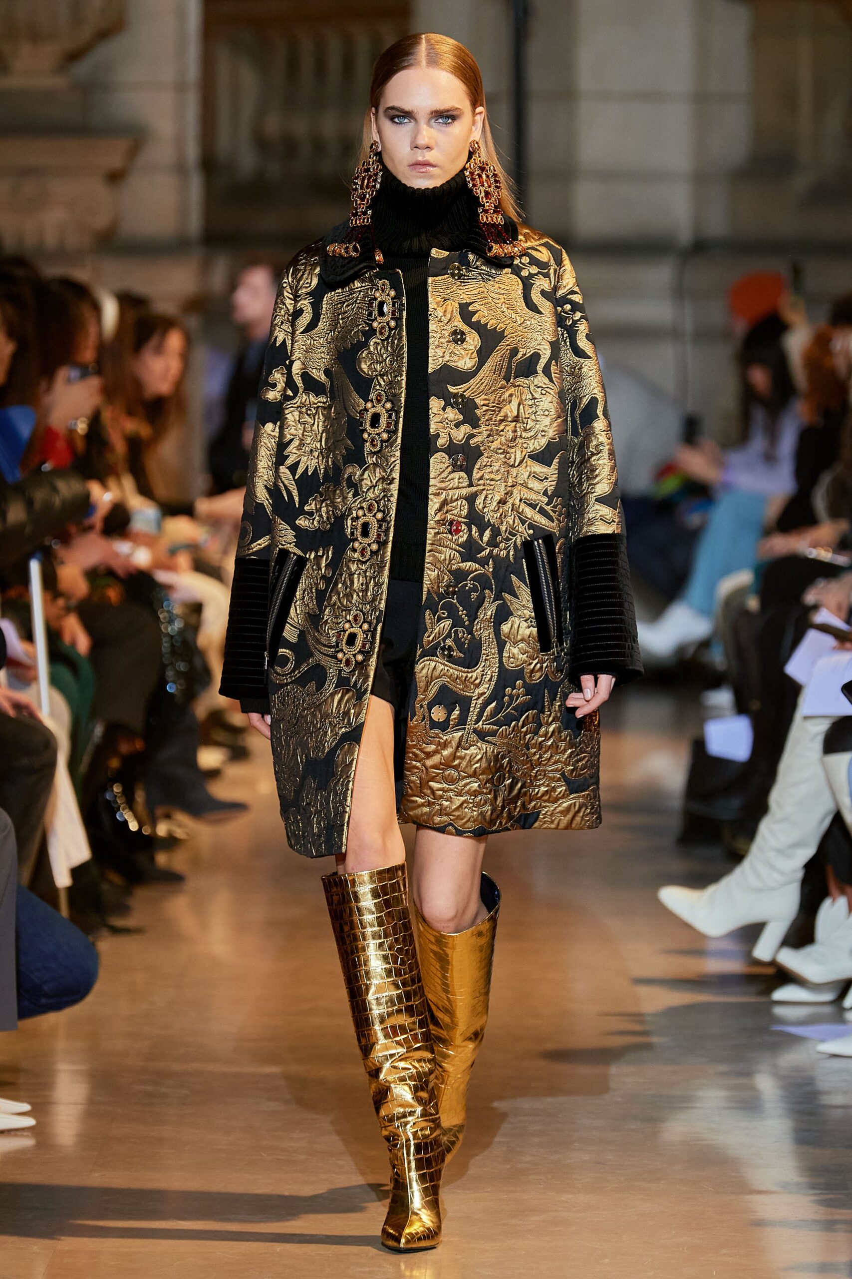 black gold embroidered coat