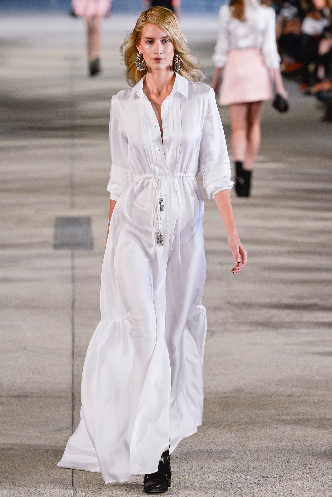 white cotton long-sleeve dress