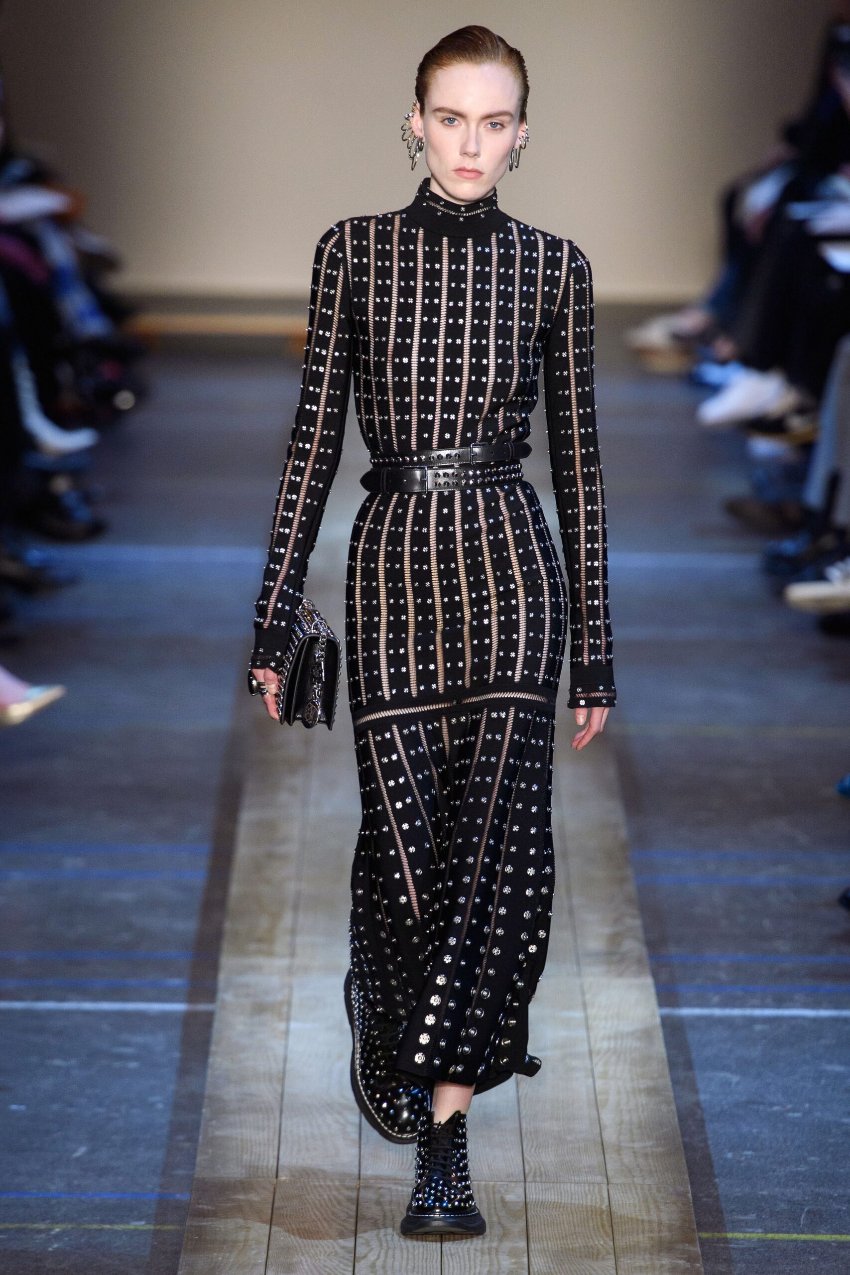 black fitted embellished dress