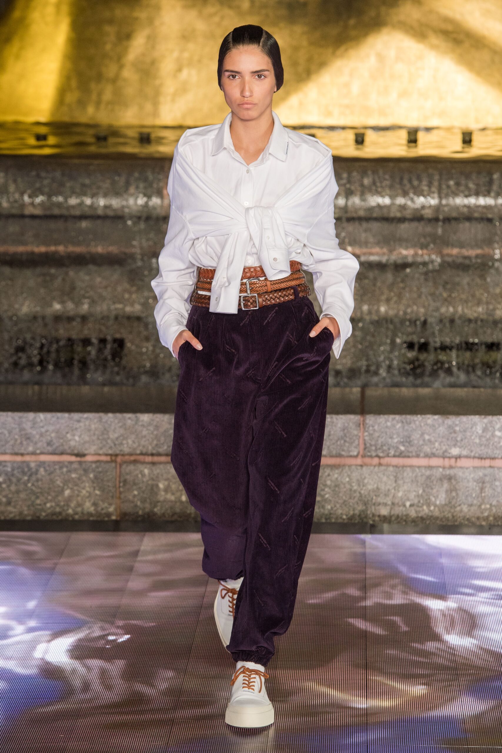 purple velvet relaxed wide-leg pants