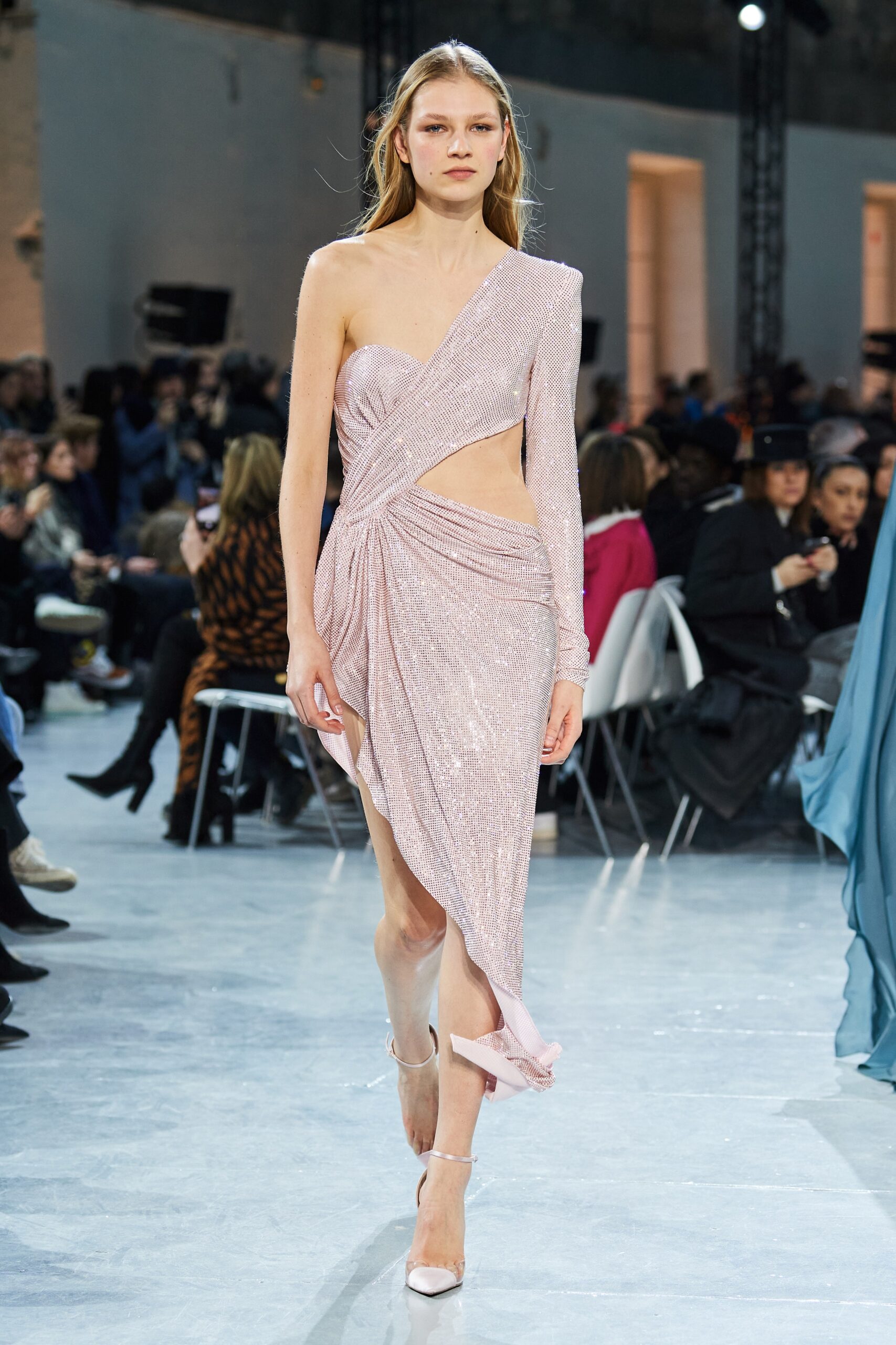 fitted pink sequin dress