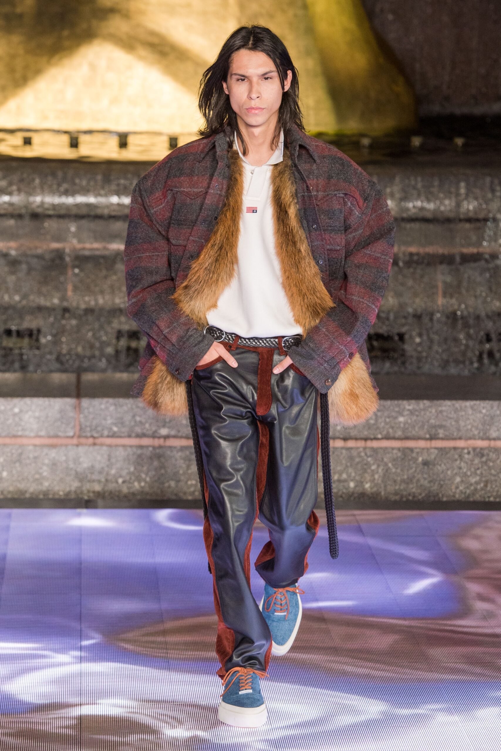 gray wool long-sleeve collared oversized layered jacket