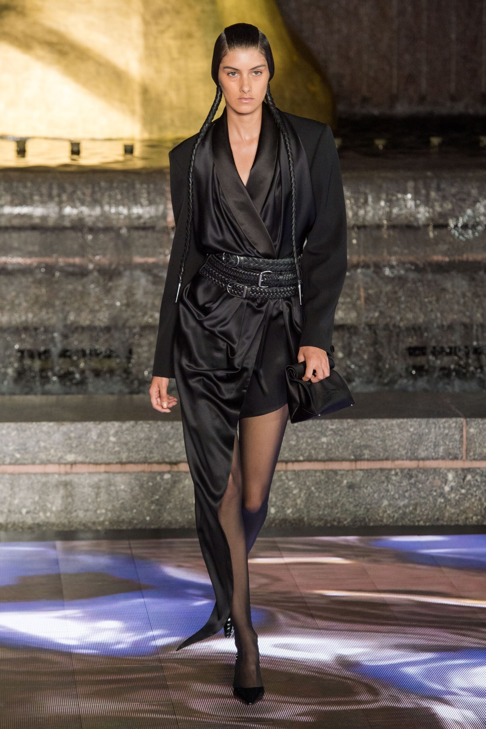 black silk sleeveless v-neck fitted ruched mini dress