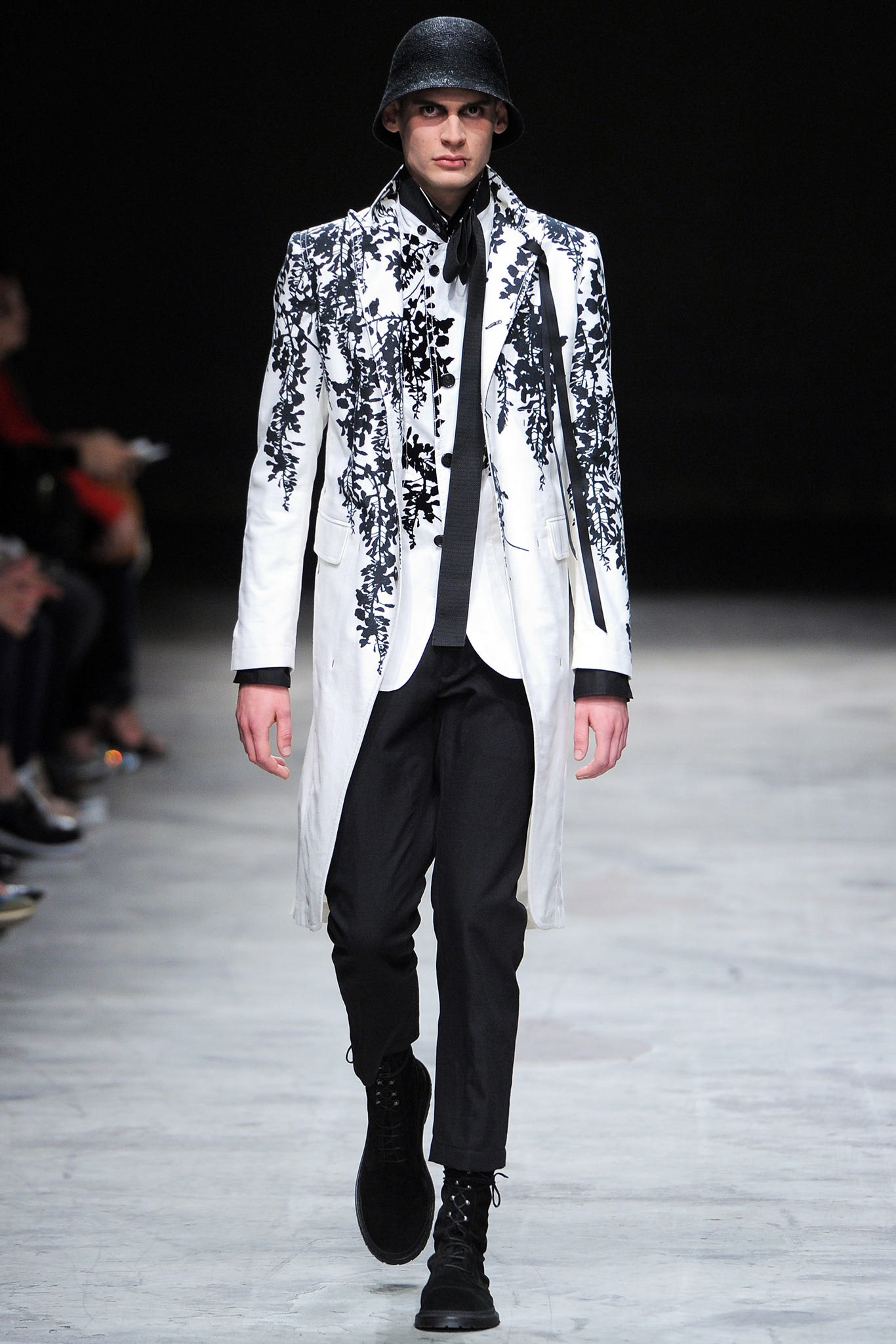 black and white embroidered coat