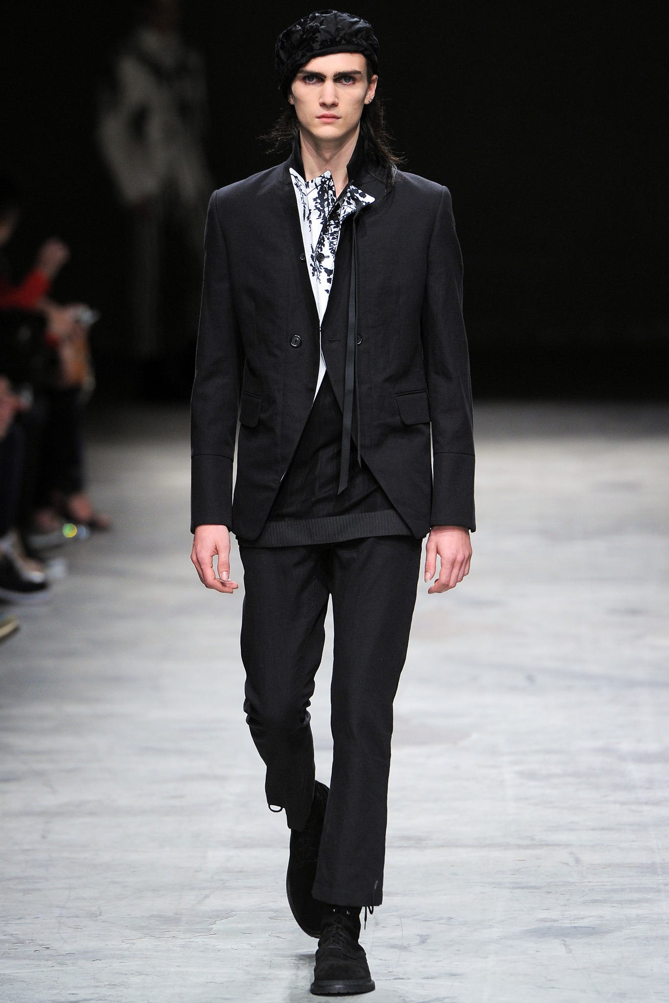 black tailored suit with white shirt