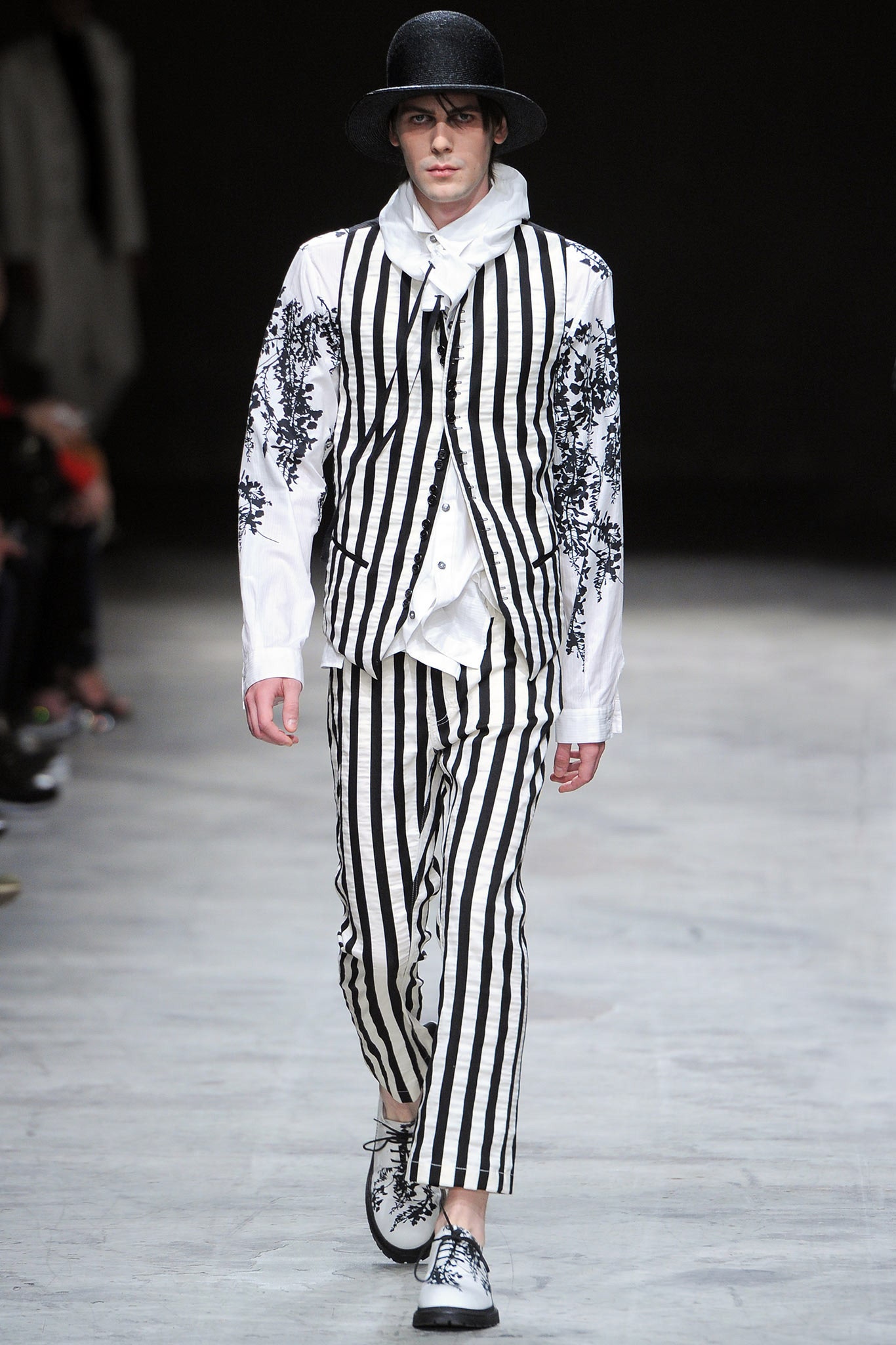 black and white striped outfit