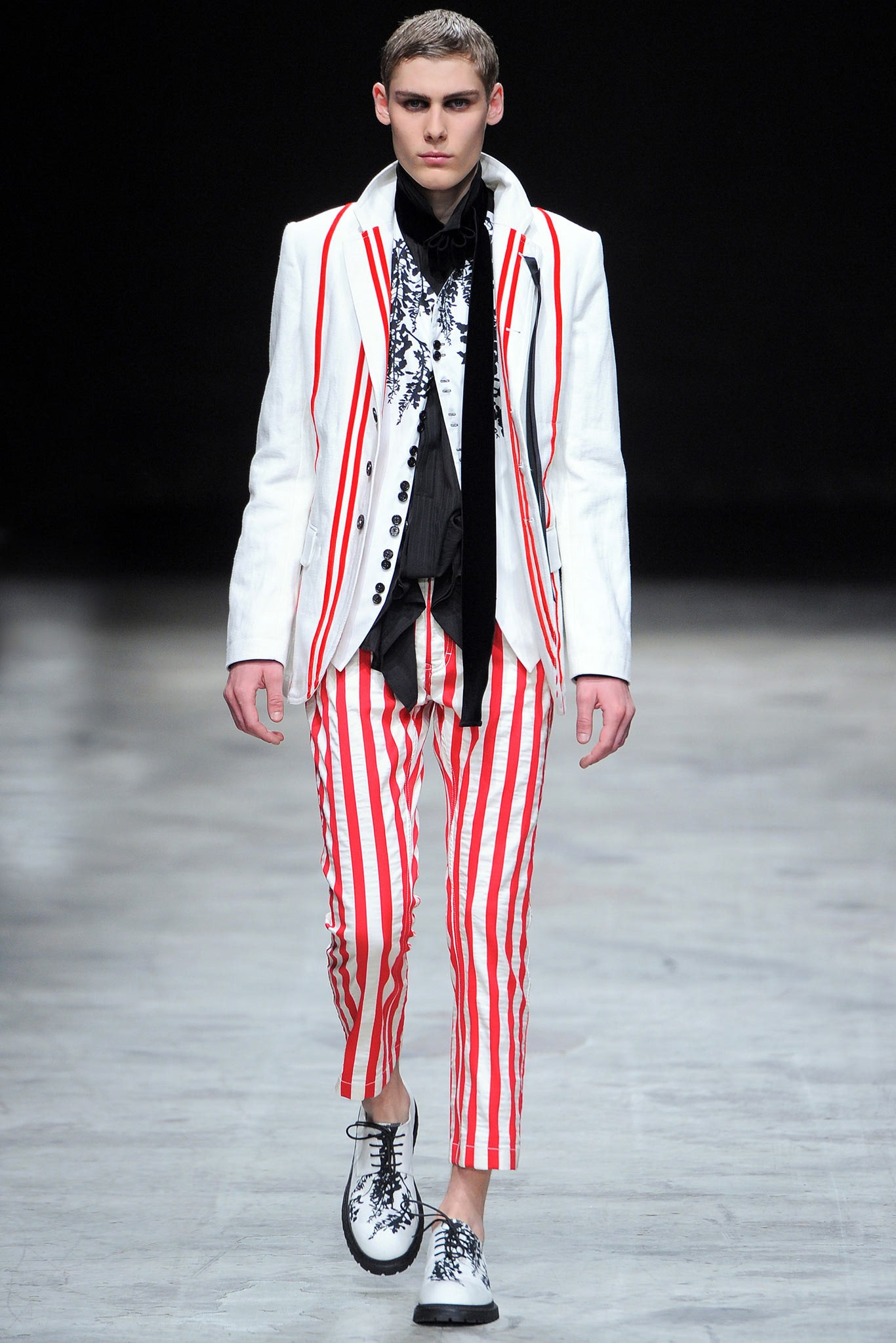 tailored striped suit with shoes