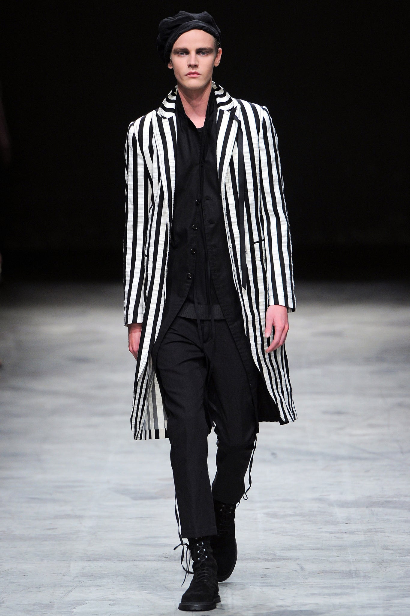black and white striped coat