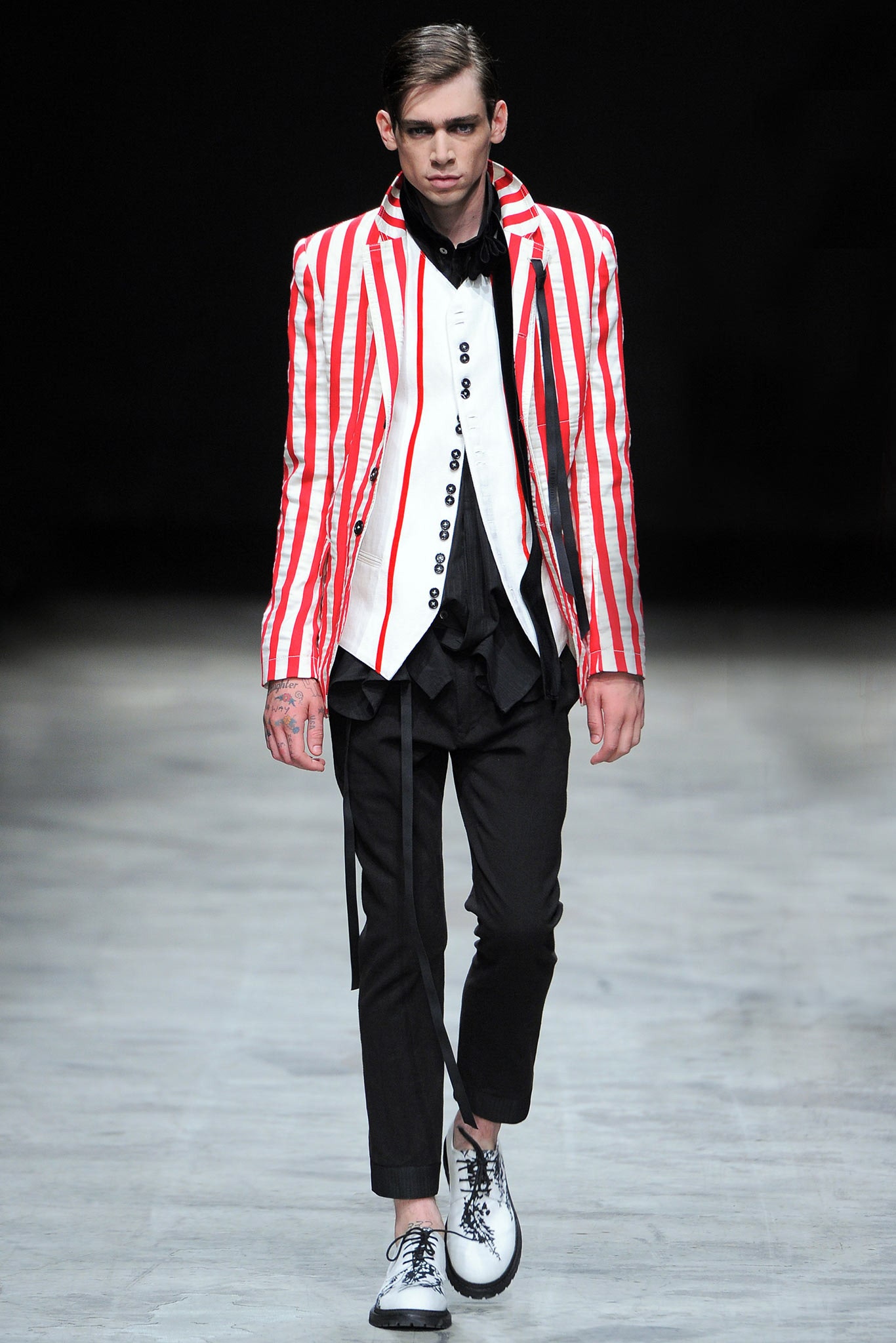 red and white striped jacket