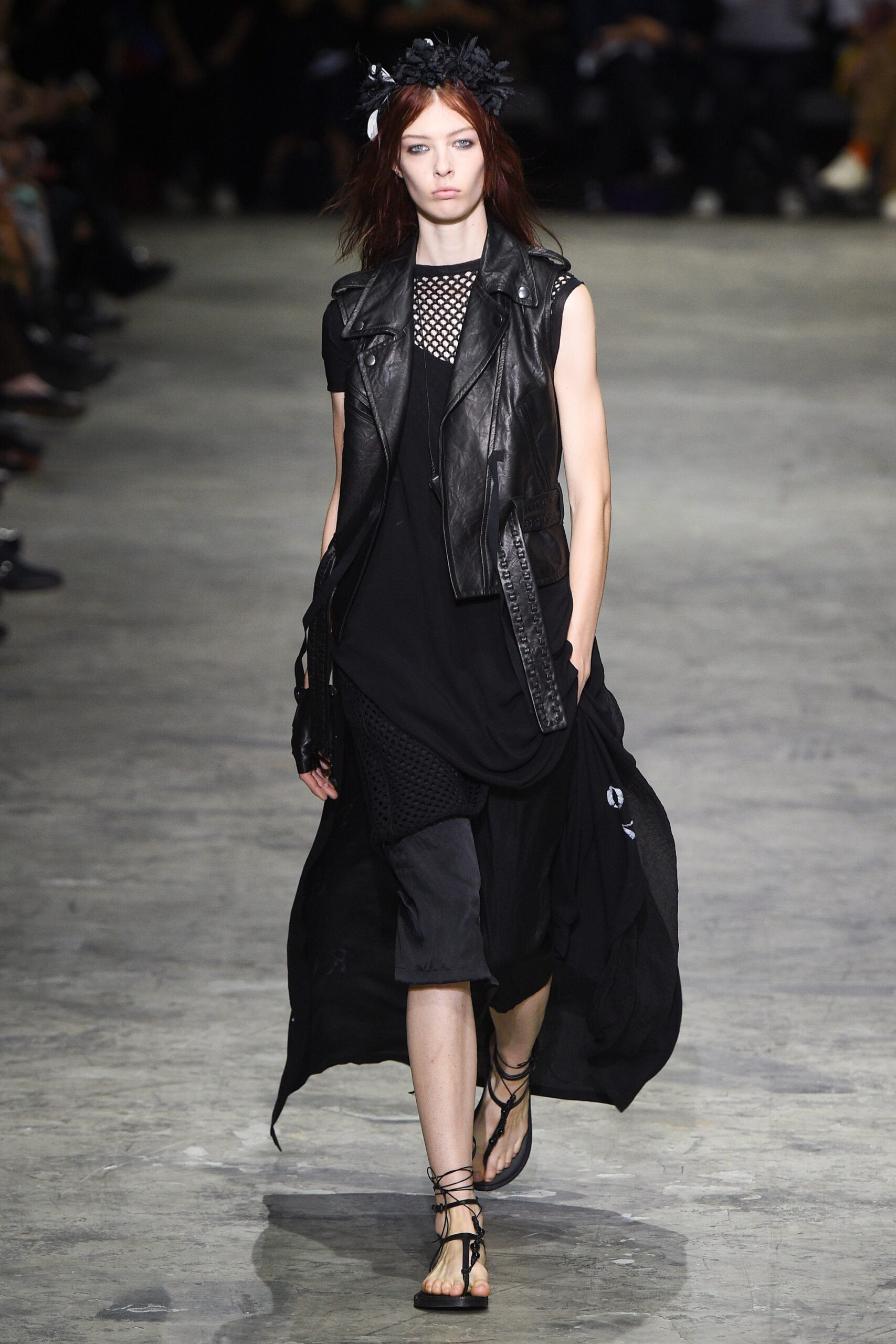 black leather vest and dress