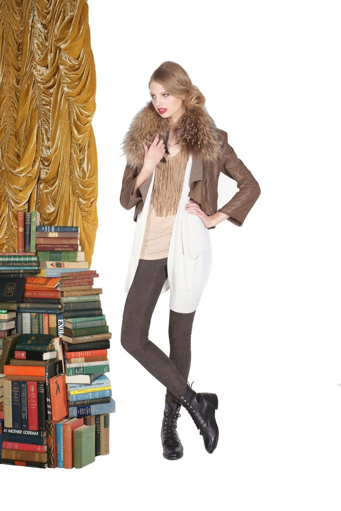 brown leather jacket with fringed top