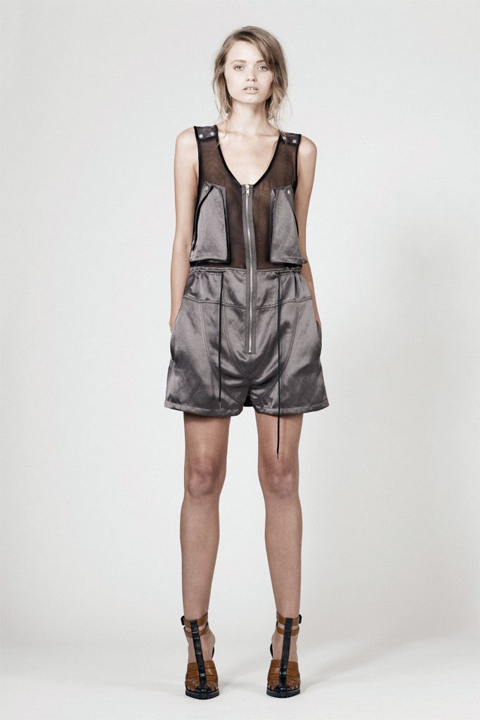 gray silk fitted romper