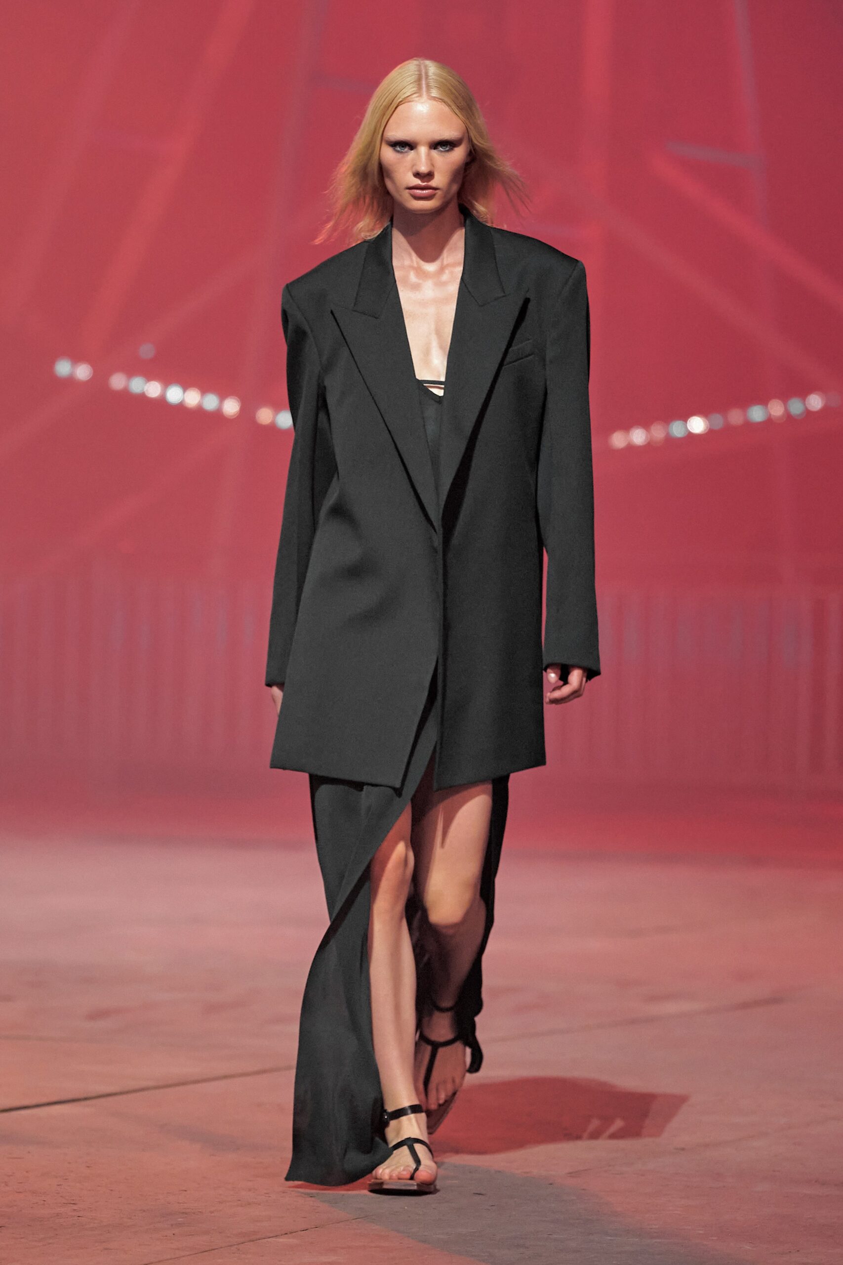 black oversized coat with slit