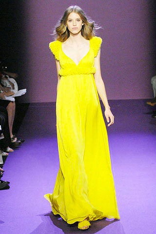 yellow silk sleeveless gown
