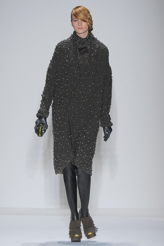 gray wool relaxed midi dress