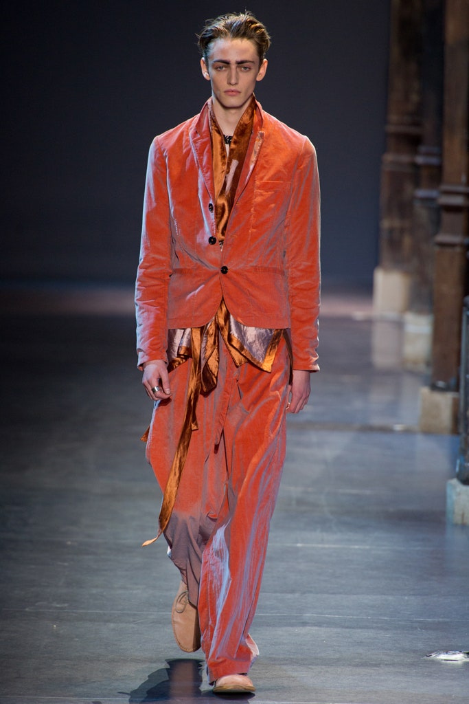 orange velvet tailored suit