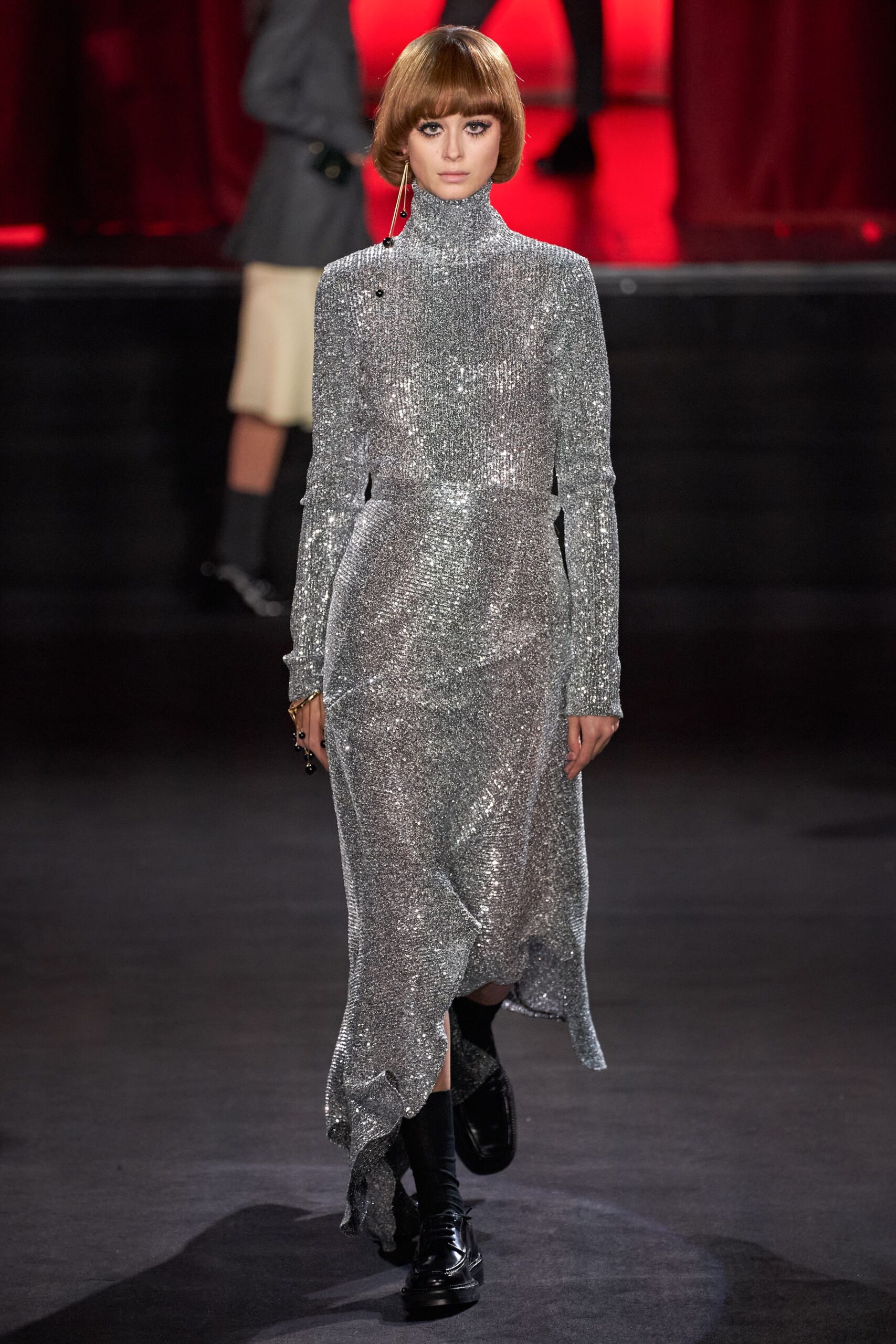 fitted silver metallic dress