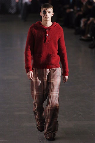 red wool long-sleeve collared relaxed buttoned sweater