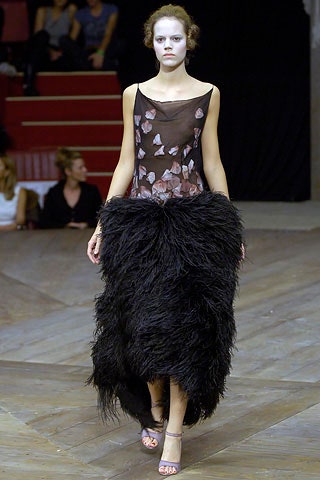 black silk fur layered dress