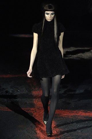 black fur sleeveless mini dress