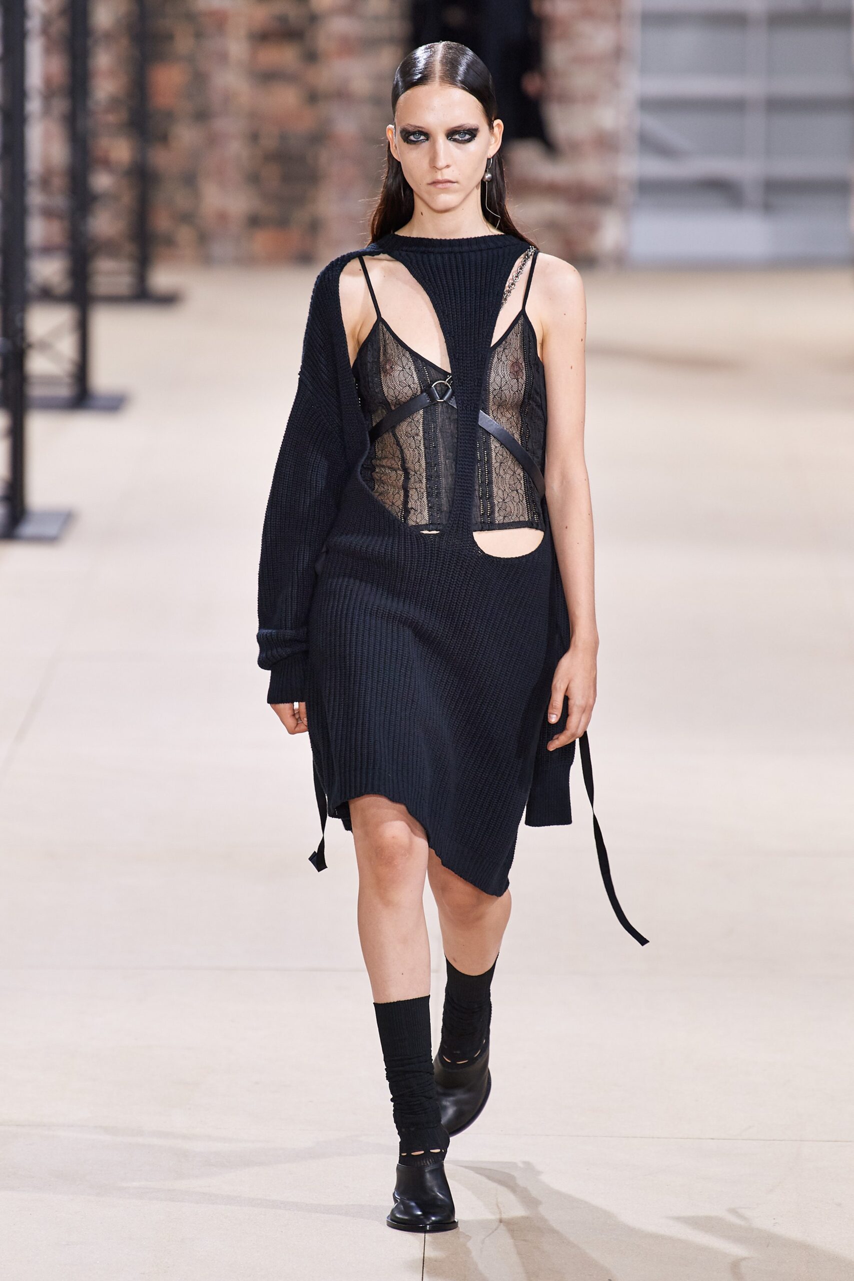 black fitted midi dress