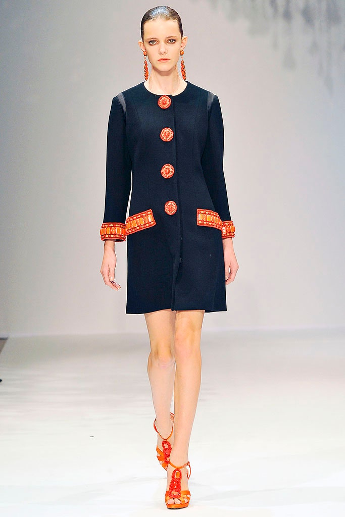 black fitted dress with orange details