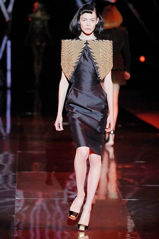 gold metallic collared structured layered cape