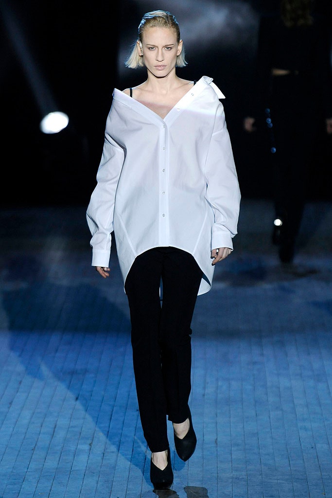 oversized white shirt with black pants
