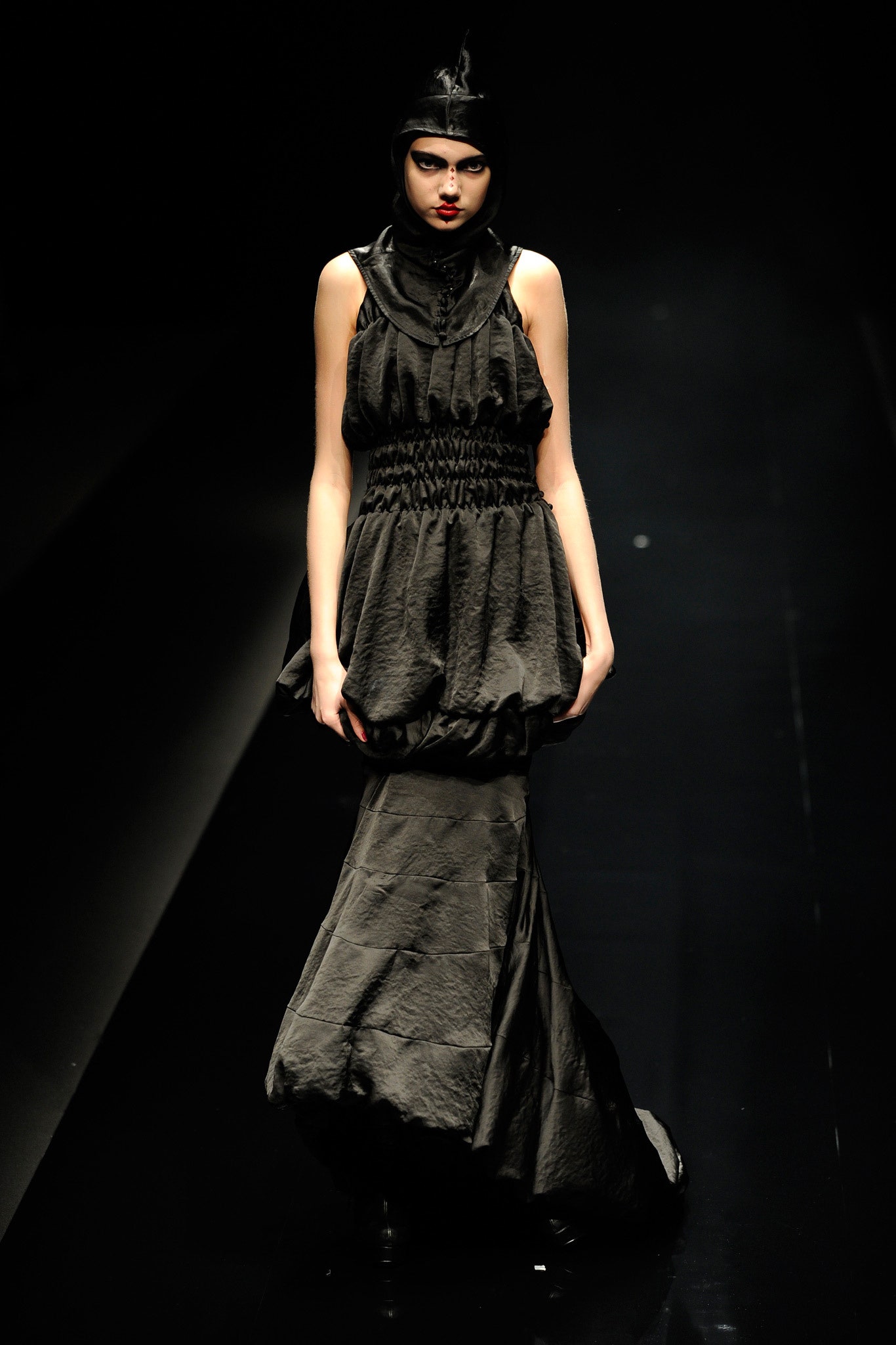 black silk sleeveless dress
