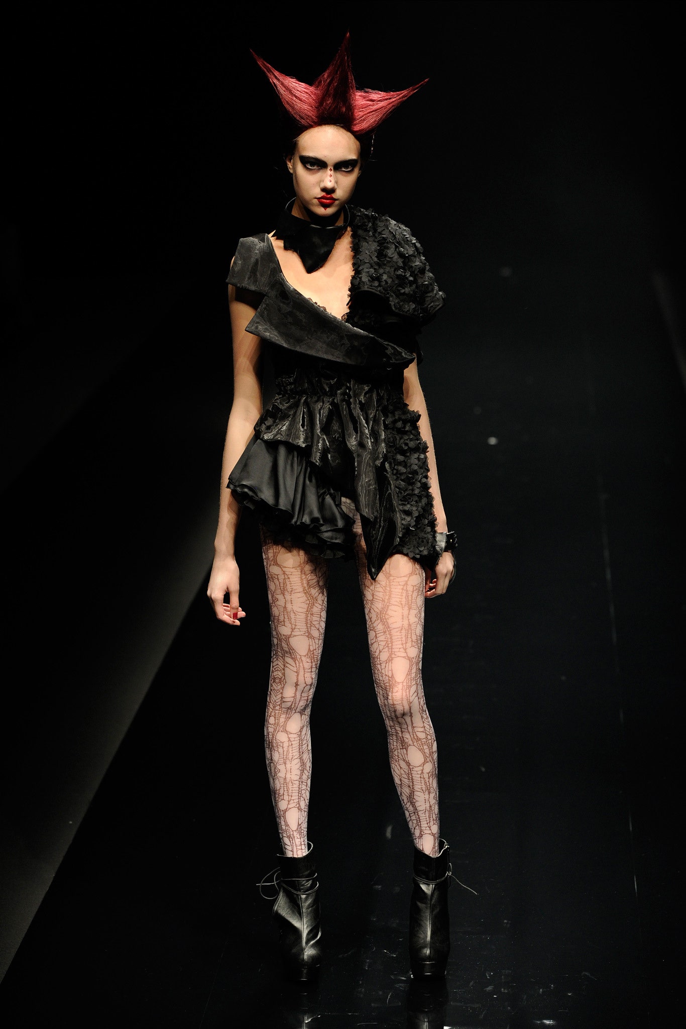 black ruffled mini dress