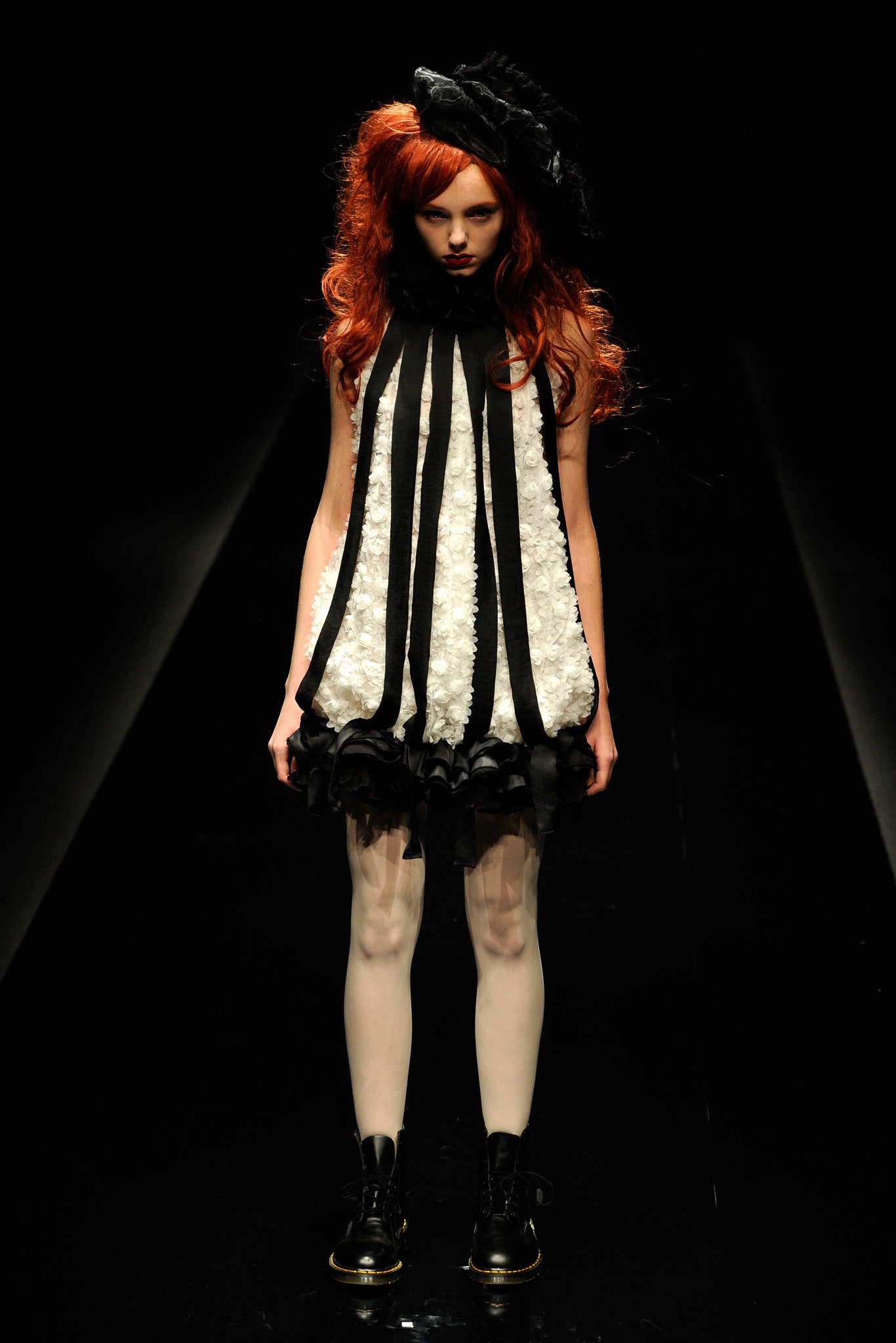 black and white pleated mini dress
