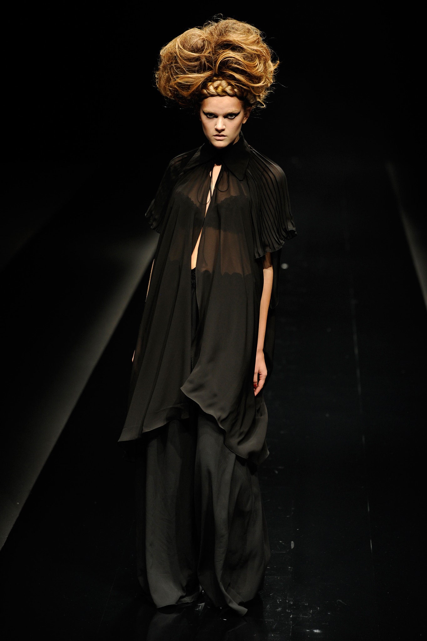black silk cape and pants