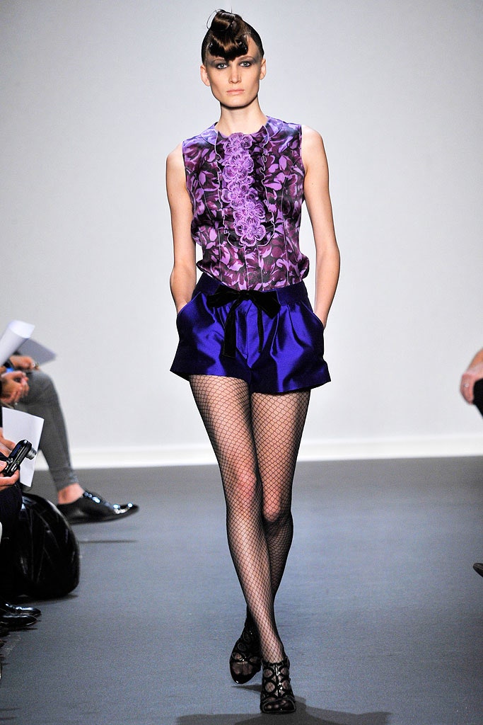 purple silk sleeveless v-neck fitted ruffled top