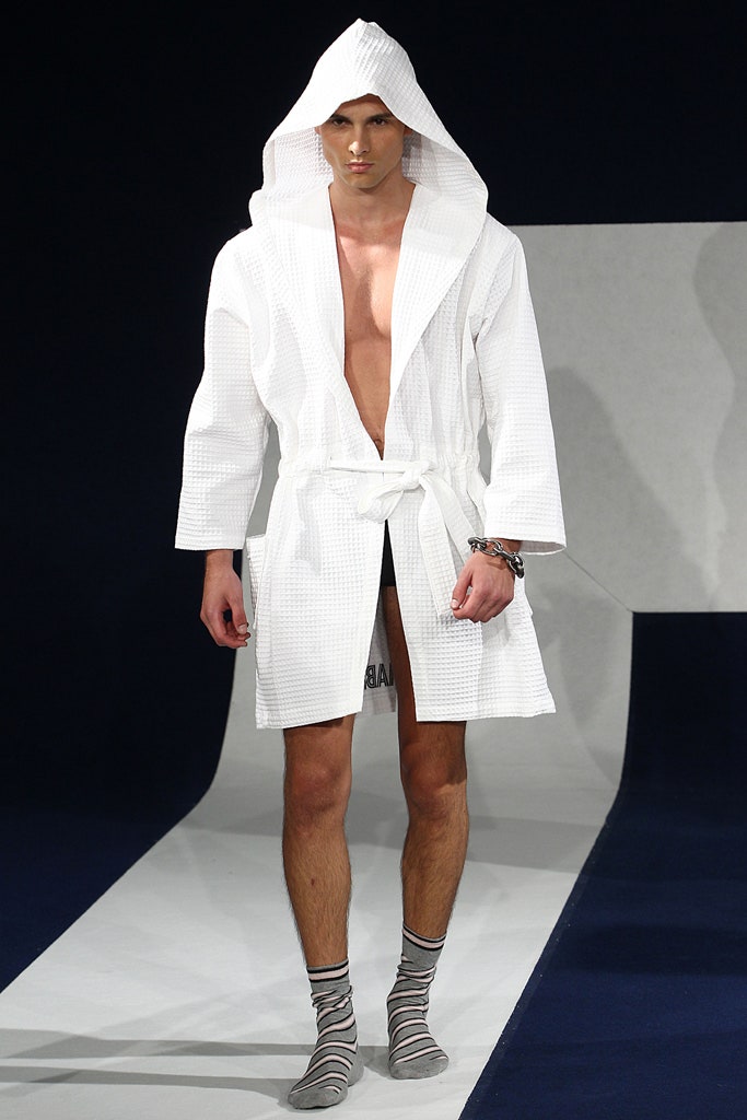 white cotton hooded robe