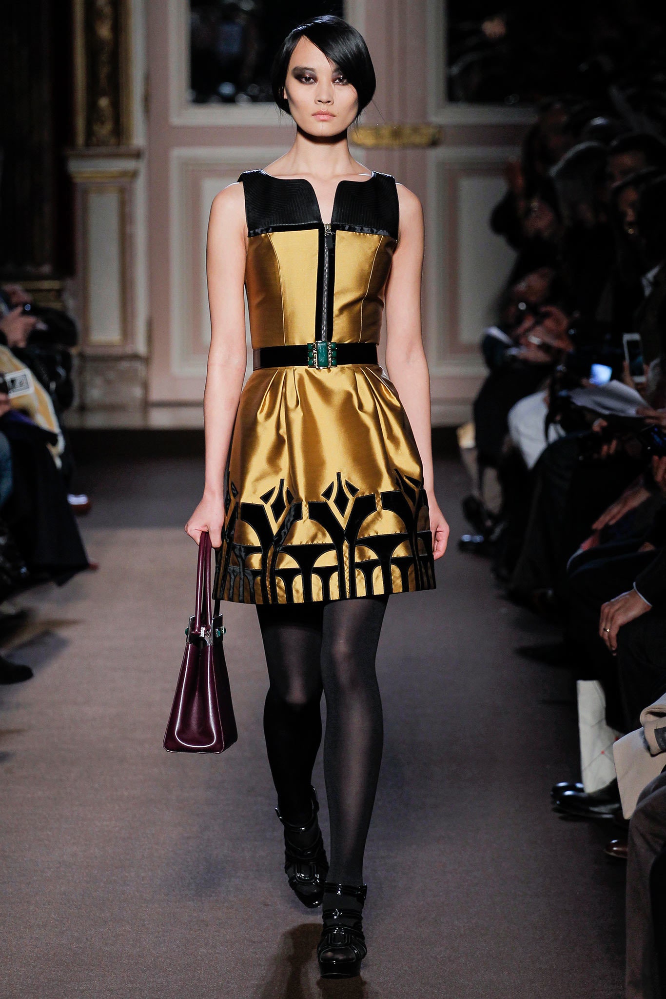 gold and black embroidered dress
