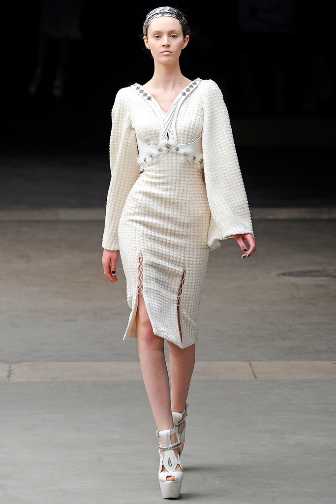 white fitted midi dress