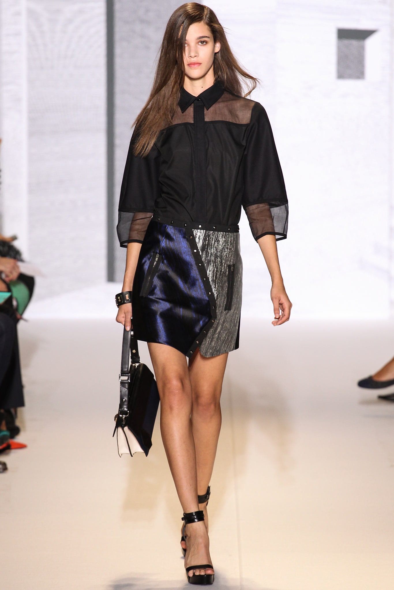 black shirt with asymmetric skirt