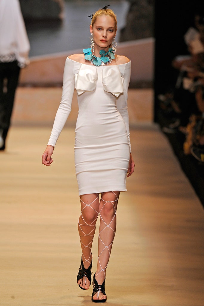 white off-shoulder fitted dress